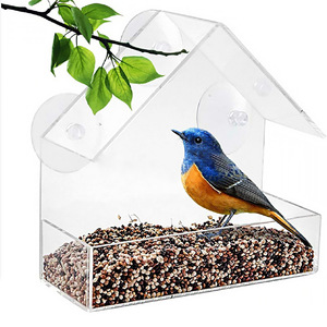 Mangeoire à oiseaux transparente avec ventouse puissante, trous de drainage, plateau amovible, robuste et durable, pour oiseaux sauvages, colorée, taille moyenne - Product Image 3