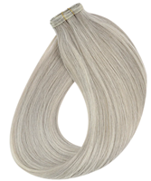 Extensions de cheveux humains couleur blond gris, peuvent être décolorées, durée de vie de 6 mois à 1 an, trame machine, 18 22 24 26 28 pouces