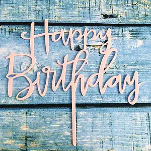 Sıcak satış doğum günü partisi dekorasyon özel akrilik lazer kesim mutlu doğum günü mektubu kek Topper toptan SQ251
