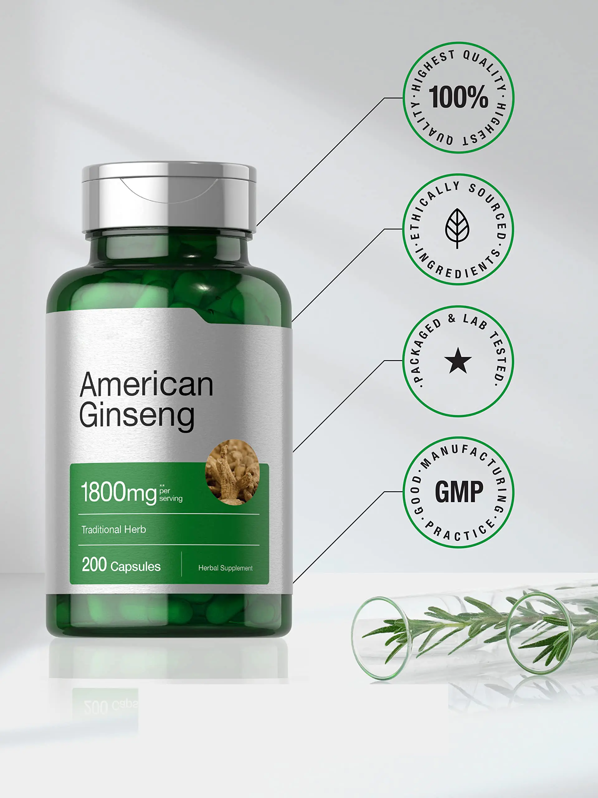 Niet-Gmo Glutenvrij Supplement Ginseng Wortel Extract Complex Amerikaanse Ginseng Capsules