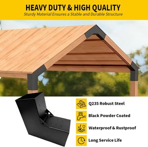 Support de poteau en bois robuste pour bricolage 30 °   Supports de toit de pergola en L inclinés à 2 voies pour pavillon, véranda, terrasse - Product Image 4