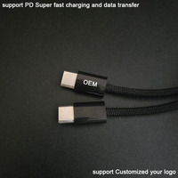 Kabel Tipe C ke Tipe C PD 60w, Kepang Ganda CC, Anyaman Ekstra Tebal, Densitas Daya Tinggi, Panjang 2 Meter