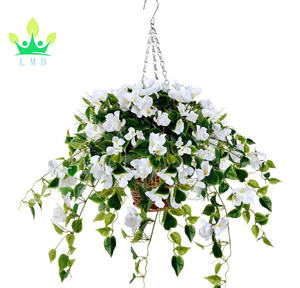 Panier suspendu avec des fleurs artificielles en soie, fausses plantes de <span class=keywords><strong>lierre</strong></span>, décoration de jardin, pelouse, Patio - Product Image 5