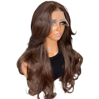 SHUANGYU 6 #   Perruques Lace Front Futura Brun Clair Ondulées avec Ligne de Cheveux Naturelle Semi-Attachées à la Main Sans Colle pour Femmes Noires Longues Densité 150%