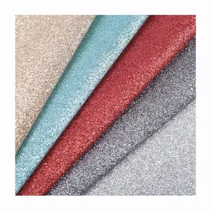 High Quality 0.6 mm Vegan Synthetic Faux Vinyl Vhunky Glitter Leather PU/PVC Fabric Sheets with Glitter for Shoes Craft