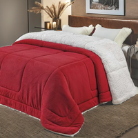 Couette Sherpa Cobedrom Queen Size avec rembourrage en polyester, couverture réversible en laine d'agneau (rouge)