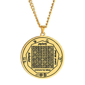HLSS488 SYMBOLES MAGIQUES CARRÉS LUNE The <span class=keywords><strong>Tabula</strong></span> Lunae Sigils of Angels Demons Talisman Collier pendentif en acier inoxydable découpé au laser - Product Image 1