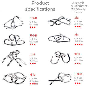 Venta al por Mayor, 8 Juegos/Paquete de Rompecabezas Metálicos Chinos, Clásicos Juegos de Ingenio, Rompecabezas Mágicos para Niños y Adultos - Product Image 2