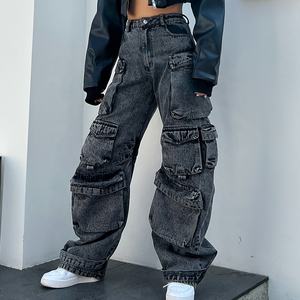 OUDINA <span class=keywords><strong>Jeans</strong></span> Cargo da <span class=keywords><strong>Donna</strong></span> Multi-tasca <span class=keywords><strong>Grigio</strong></span> Larghi e Comodi Calças Jean Femininas <span class=keywords><strong>Jeans</strong></span> Personalizzati - Product Image 1