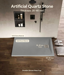 Bac de <span class=keywords><strong>douche</strong></span> moderne en <span class=keywords><strong>quartz</strong></span> artificiel, antidérapant et étanche, épaisseur 35-40mm, 100 pièces MOQ, vente en gros, livraison mondiale - Product Image 5