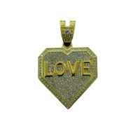 PD3100 Style Hip Hop Grand Amour Pendentif Collier Corde Glacée Chaîne Coeur Forme Bling Strass Argent Alliage Bijoux Usine 2025