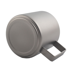 Pure Titanium Double Wall Coffee Mug Ultralight Insulated Espresso <b>Tea</b> Cup Metal Water Tumbler with Square Handle - Product Image 6