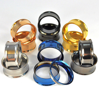 Paire de bouchons d'oreille à vis en acier inoxydable Tunnel Double évasé Fashion Earring Ear Expander Stretcher Ear Gauges Piercing Jewelry