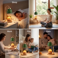 Lampe chauffe-bougie à intensité réglable, motif lune et étoiles découpé au laser, pour décoration intérieure style cottage crème