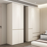 Armoire de chambre à coucher modulaire moderne en bois massif, style crème, sans poignée, à montage au sol, pour porte simple