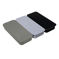 Mini boîte en étain coulissante rectangulaire en métal noir pour emballage de bonbons à la menthe 80x34x12mm prêt à être expédié