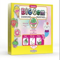 Perlengkapan Lukisan Berlian Permata Besar untuk Anak-anak, Stiker Permata DIY, Buat 12 Stiker & 2 Gantungan Kunci, Hadiah Edukatif untuk Anak Perempuan