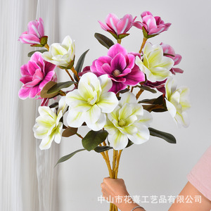 Flor Artificial de Magnolia, Rama Individual, Tacto Real, Plástico PVC/PU, Decoración para el Hogar, Navidad - Product Image 1