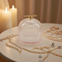 Pot à bougie en verre borosilicate cristal vert de luxe, avec logo personnalisé en relief, couvercle en liège, boîte cadeau pour décorations de mariage d'automne