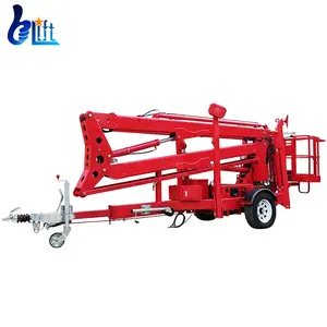 10m-24m Trailer Towing Manlift Articulated Boom Lift Truck Towable Telescoping Lift With Self Walking Device For Sale