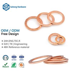 Saitong Manufacturer Custom <b>Washer</b> M6/M8/M10 Purple <b>Copper</b> Sealing Ring ISO Standard Marine Flat Gasket Red <b>Copper</b> Oil Blocking - Product Image 1