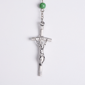 Cuentas verdes bonitas y baratas, Cruz de aleación, cadena de cuentas de <span class=keywords><strong>Rosario</strong></span> religioso, <span class=keywords><strong>venta</strong></span> al por menor - Product Image 2