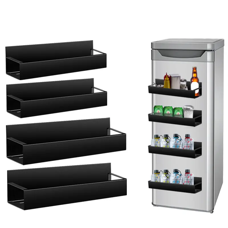 New kitchen 4 pack moveable fridge magnetic shelf moveable magnetic spice rack organizer magnetic spice rack for refrigerator