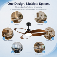 Ventilateur de plafond moderne avec lumière LED à intensité variable, pales en bois creuses, moteur silencieux de haute qualité, couleur personnalisable