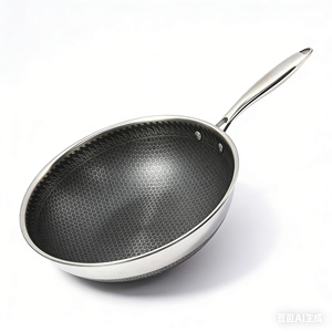 <span class=keywords><strong>Wok</strong></span> Antiadherente de Acero Inoxidable Triple <span class=keywords><strong>con</strong></span> Diseño de Panal de Abeja para Cocina de Gas e <span class=keywords><strong>Inducción</strong></span>, Capacidad de 20L para Restaurantes - Product Image 3