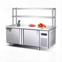 Mesa de Trabajo para Cocina Comercial, Congelador Horizontal de Acero Inoxidable de 2 Puertas, Estantes Ajustables, Enfriamiento Directo, Pantalla Digital Mecánica 3