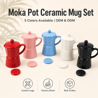 Tazas de Cerámica Creativas con Forma de Cafetera Moka, Tapa en Colores Macaron, Taza de Café de Porcelana, Personalizable OEM ODM, Venta al Por Mayor, Libre de BPA, Apta para Microondas