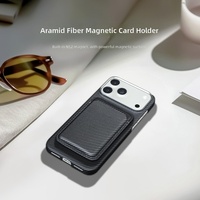 Porte-cartes de téléphone ultra fin en carbone tissé, léger, en fibre d'aramide, portefeuille magnétique, poche pour cartes de crédit, logo personnalisé, vente en gros