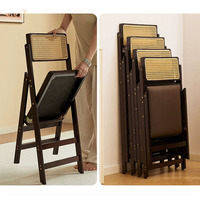 Tabouret de bar pliable, moderne et minimaliste, pour usage domestique, tabouret haut en bois massif, chaise de salle à manger avec dossier en osier de style japonais