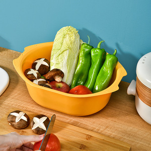 Cesta de Almacenamiento de Verduras para Cocina de Gran Tamaño SQ21, <span class=keywords><strong>Escurridor</strong></span> de Frutas y Verduras de Doble Capa, Estilo Nórdico - Product Image 4