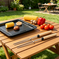 Fourchettes de barbecue extensibles, fourchettes en bois, fourchettes extensibles pour feu de camp, bâtons pour griller les guimauves, accessoires de barbecue