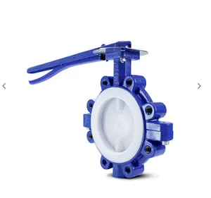 2024 PTFE/PFA/FEP Lined Flange Butterfly Valve with API608 Design Standard driving for manual worm pneumatic and electric