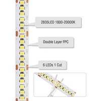 Bande LED SMD Premium 2835 24V/48V, simple rangée, 240 puces par mètre, 95Lm par Watt pour projets architecturaux