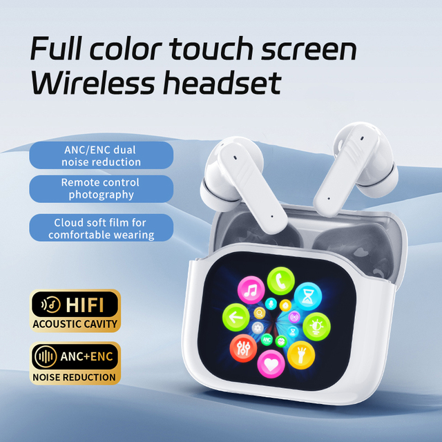 ANC Noise Reduction In-Ear Wireless Earbuds Smart Touch Screen LED Display Audio Headset Bulk Wholesale L50