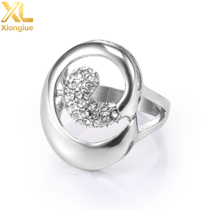 Waterproof Gold Plated Stainless Steel <b>Ring</b> Chunky Hollow Round Cubic Zirconia Open <b>Adjustable</b> <b>Ring</b> - Product Image 2