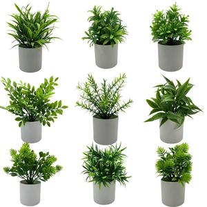 Nuevas plantas artificiales verdes de eucalipto y romero en macetas cilíndricas de plástico de 30 cm, ecológicas y de gran venta. - Product Image 1