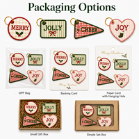 Breloques de sac fourre-tout brodées personnalisées de Noël en gros, porte-clés en tissu doux pour les fêtes, ornements de Noël personnalisés OEM ODM