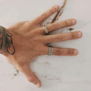 Waterproof Jewelry <strong>Rings</strong> Wholesale Stainless Steel <strong>Men</strong> Finger <strong>Signet</strong> Dome <strong>Ring</strong> Vintage Black <strong>Gold</strong> Stripe Rope <strong>Ring</strong> - Product Image 5