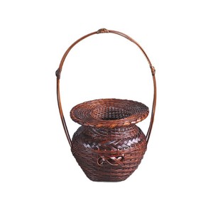 Handmade Bamboo Woven Flower Vase Portable Chinese Style Home Decoration Zen Inspired Craft Basket ZHY-HQ02 - Product Image 5