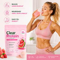 Poudre de protéines transparente 20g, isolat de protéines de lactosérum, boisson hydratante aromatisée aux fruits, poudre de protéines de collagène, nutrition sportive