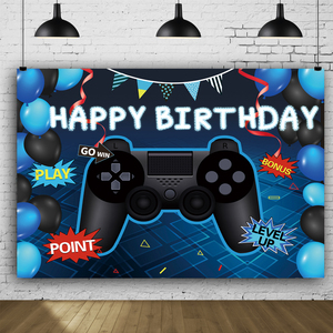 Videojuego <span class=keywords><strong>Feliz</strong></span> <span class=keywords><strong>cumpleaños</strong></span> telón <span class=keywords><strong>de</strong></span> fondo juego en fiesta <span class=keywords><strong>de</strong></span> <span class=keywords><strong>cumpleaños</strong></span> telón <span class=keywords><strong>de</strong></span> fondo Banner fiesta juego fiesta pared decoraciones suministros - Product Image 2