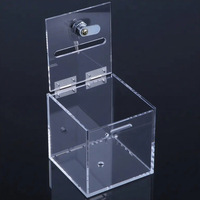 Boîte en acrylique 3 mm sécurisée, cristalline, écologique, avec fente d'entrée supérieure et verrouillage, haute transparence, pour dons, vente au détail et urnes de vote