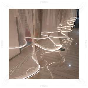 Nouveautés Plafonds Blancs Drapés Mur Plafond Décoration Chaîne Rideau Voile En Forme De S Avec Lumière Décoration De Mariage - Product Image 3