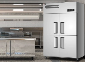 Stainless Steel <strong>Silver</strong> Four-door Commercial <strong>Freezer</strong> 1500L Large Capacity Vertical Dual Temperature Digital Control Air Cooling - Product Image 5
