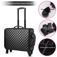 Professionnel Portable Trolley sac étui grande capacité Nail Art broderie boîte de rangement fermeture éclair PU sacs à cosmétiques mallette de rangement