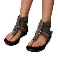 Sandales gladiateur grande taille pour femmes avec fermeture éclair arrière, bride entre-doigts, talon, chaussures romaines décontractées d'été pour la plage